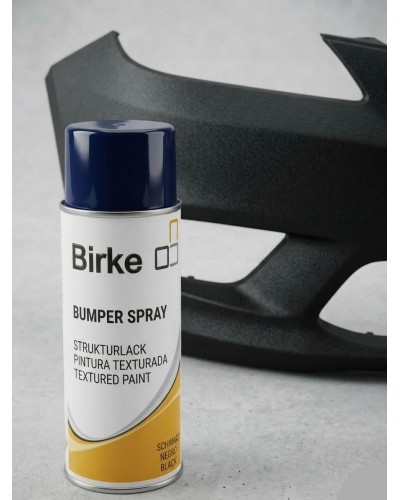 Spray de pintura texturada profesional BIRKE para renovación de paragolpes y molduras.